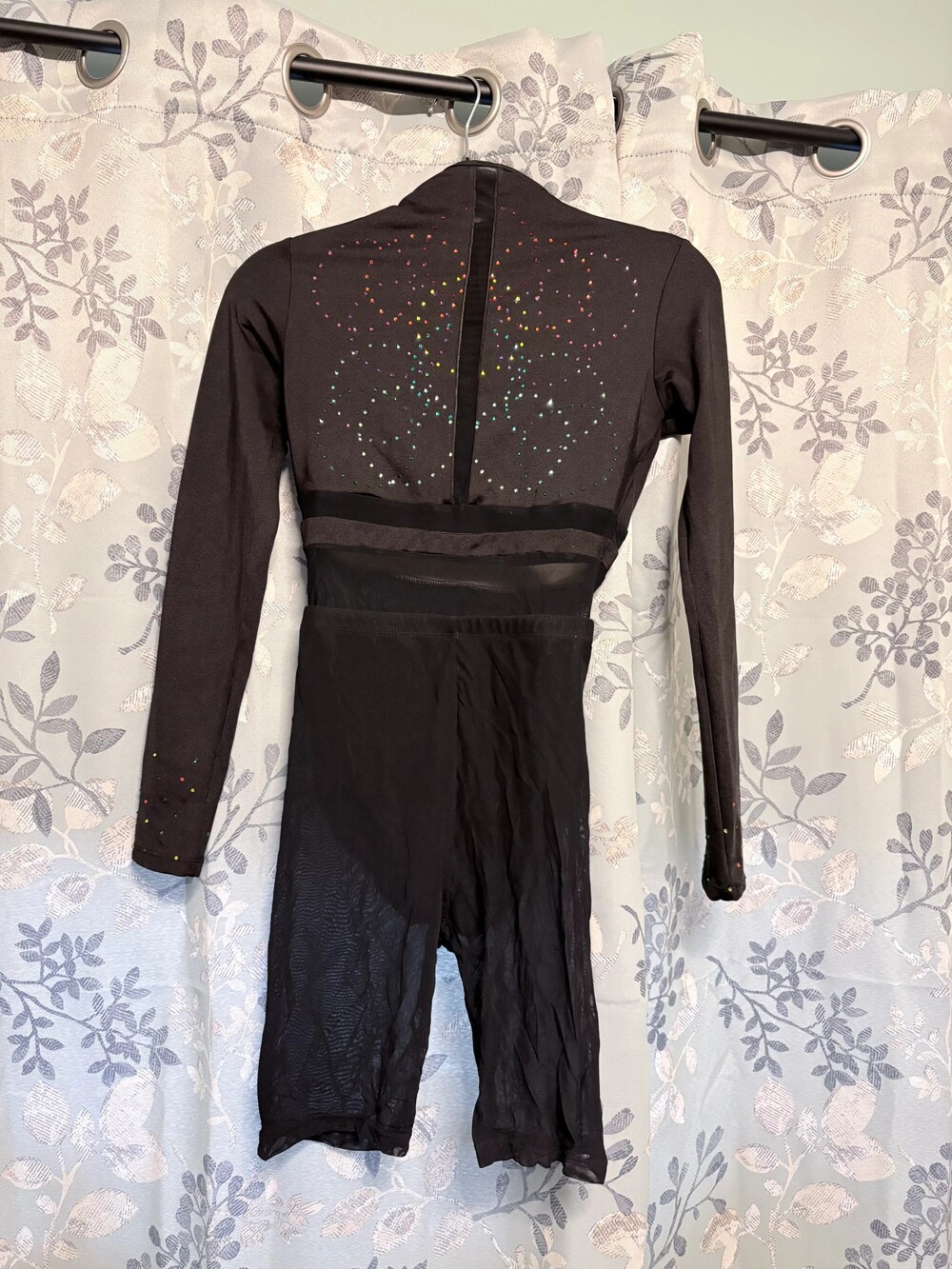 Dance Costume - Adult Medium - Black Body Suit with Custom Stones